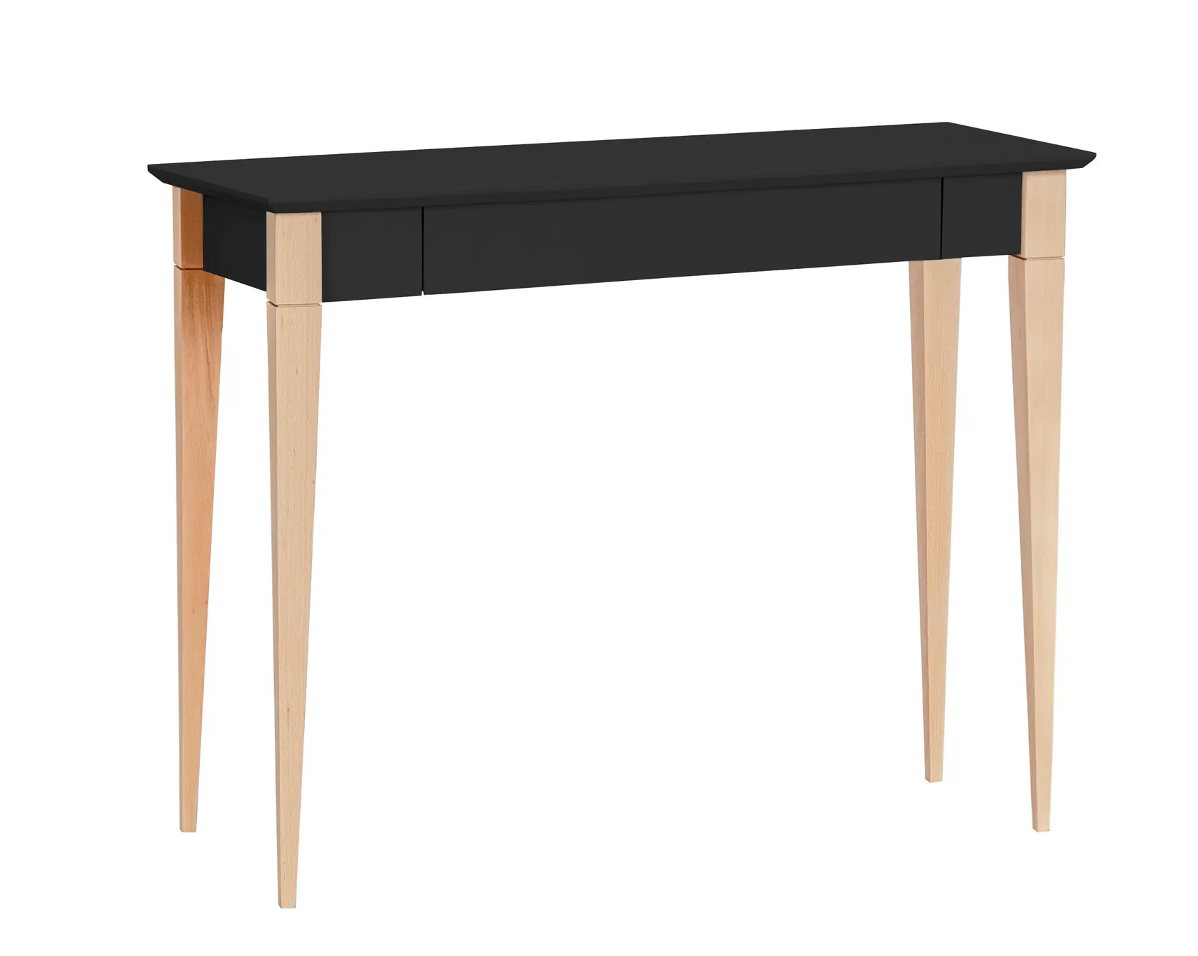 Biurko z szufladą 105x40 MIMO czarny blat/drewniane nogi