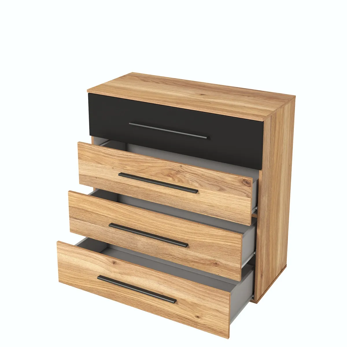 Komoda BETA 4 szuflady dąb mauvella czarna 92x91x40cm - 22MW1627