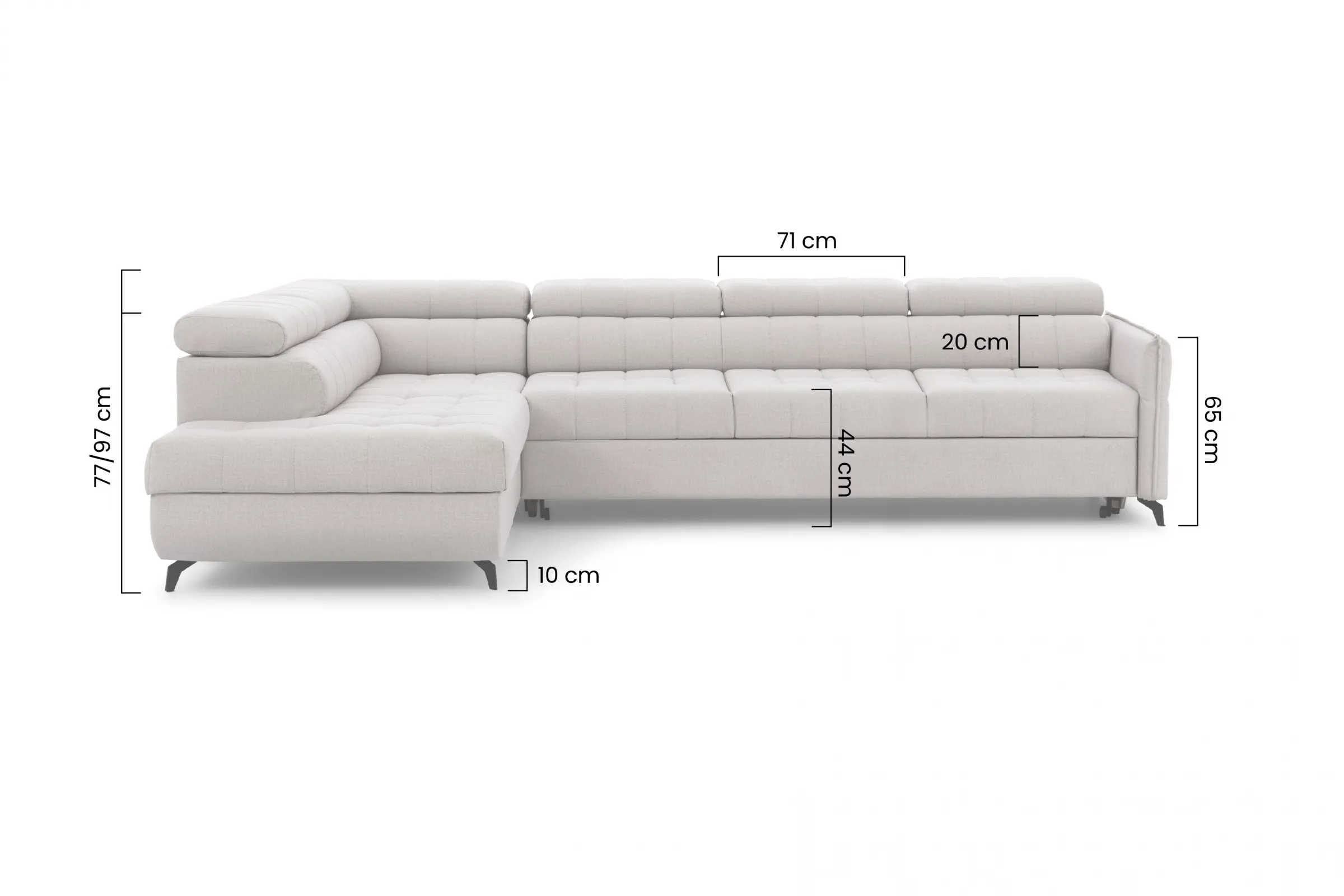 Narożnik lewostronny ELARIAS MAXI regulacja zagłówka i podłokietników tkanina Perfect harmony 85 szary - B_168607