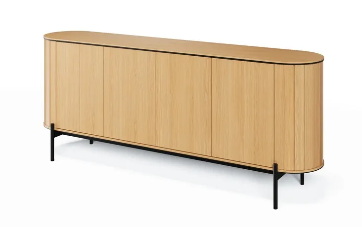 Zaokrąglona komoda 4-drzwiowa Rotto RT-04 200cm dąb vincenza/eukaliptus