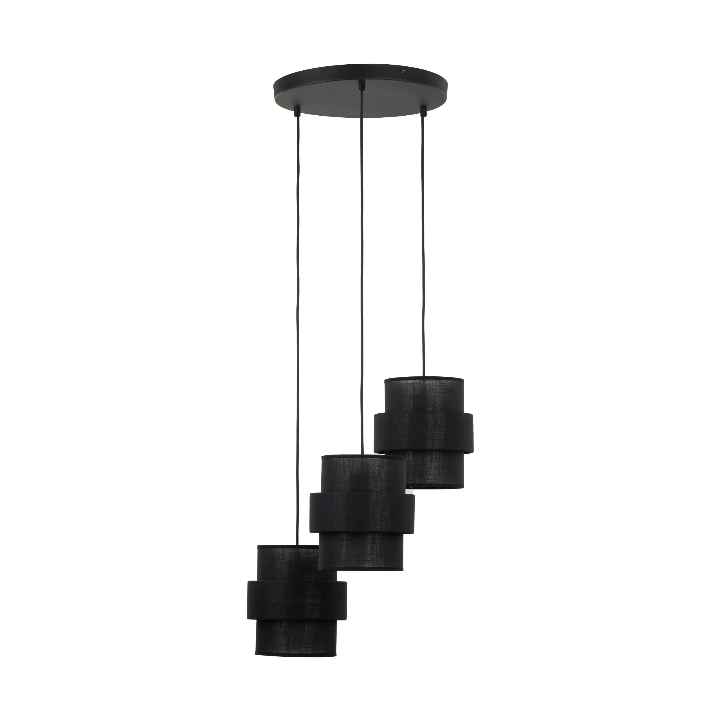 Lampa wisząca CALISTO czarna potrójna na okrągłej podstawie 145x45cm