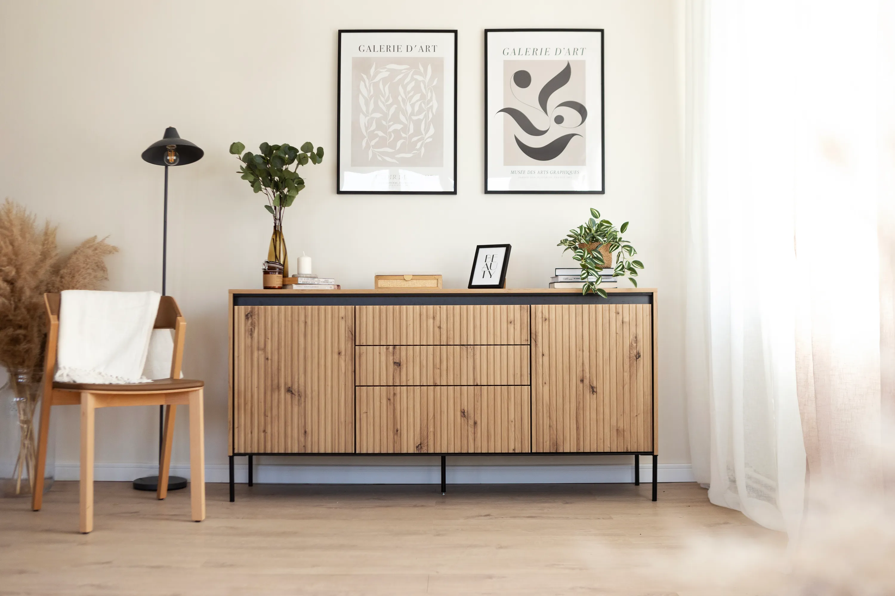 Komoda z oświetleniem TREND TR-01 2D3S dąb artisan/czarny - TR1DAC-V2