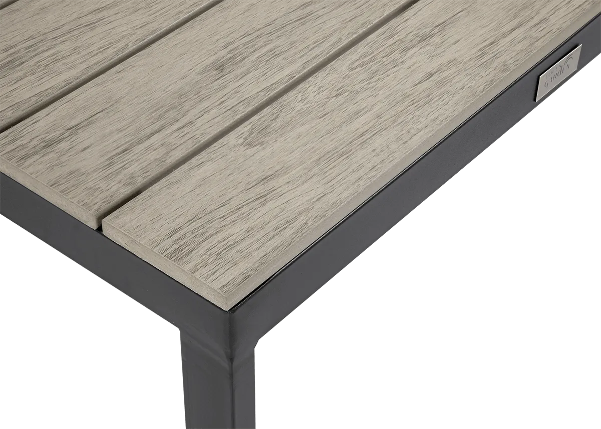 Narożnik ogrodowy modułowy ze stolikiem FREEMONT stalowy jasnoszary - FG001496