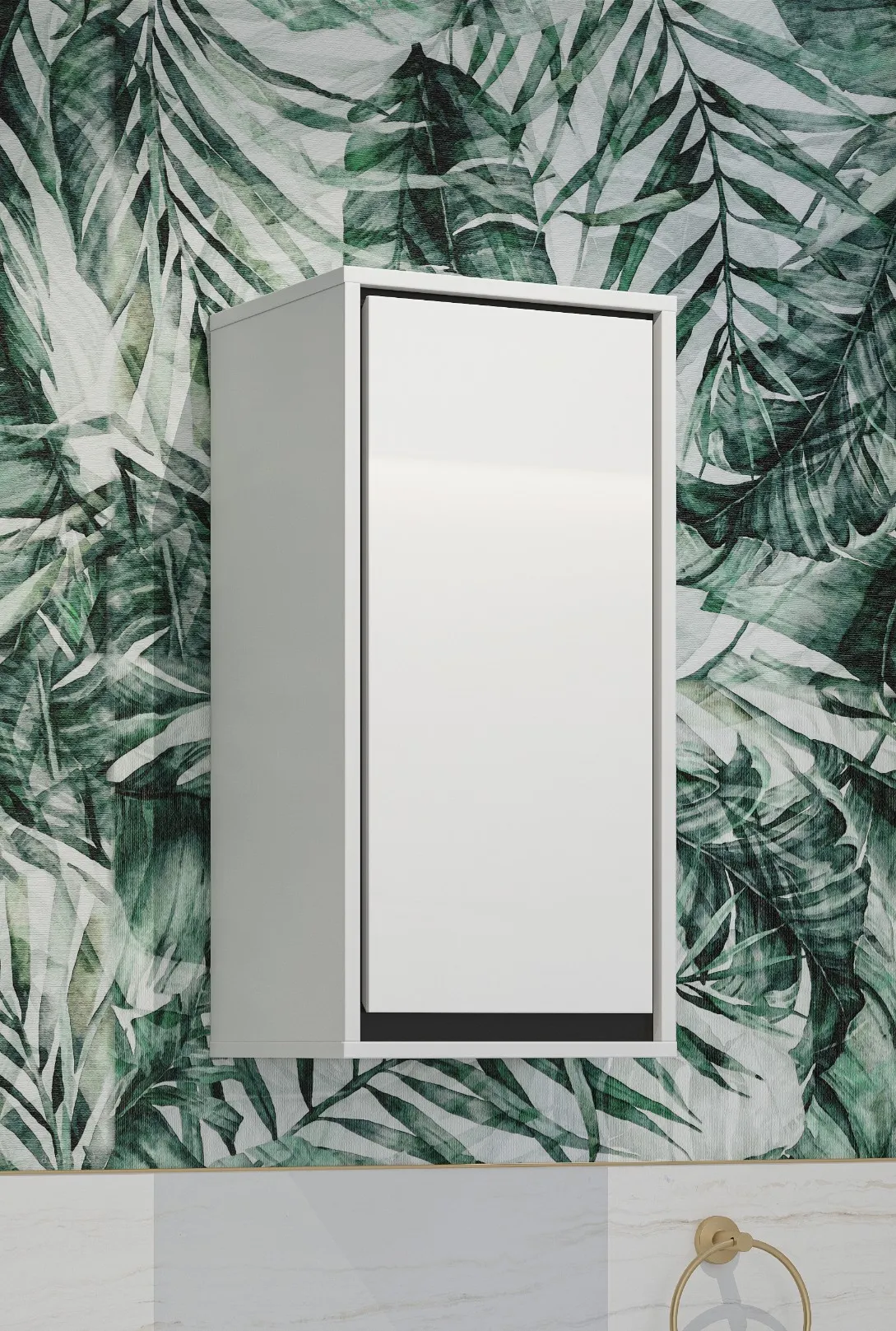 Szafka wisząca IRVINE 1-drzwiowa - biały połysk, czarny - 309WNP03