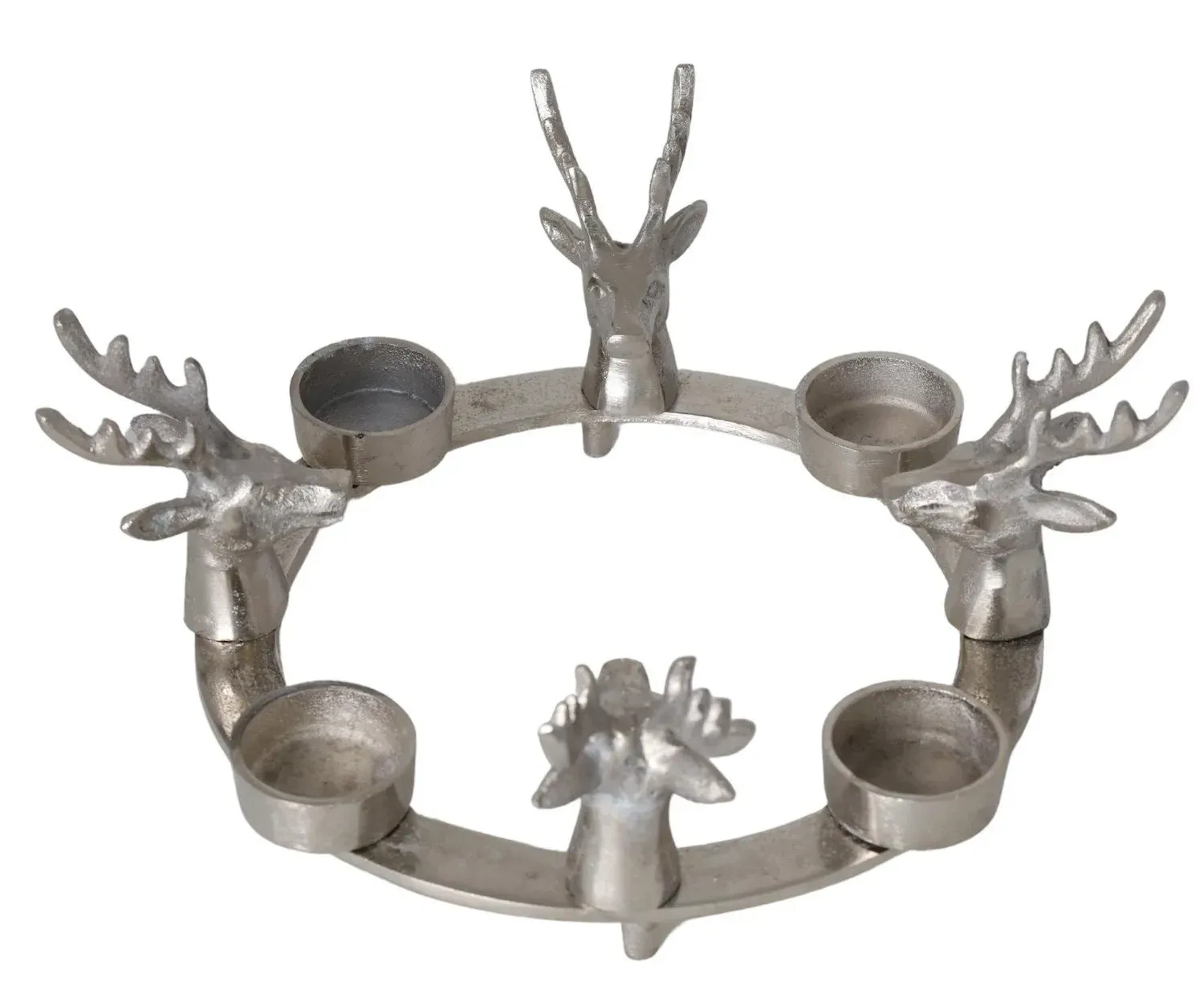 Świecznik metalowy Z RENIFERAMI srebrny Świecznik metalowy Z RENIFERAMI srebrny