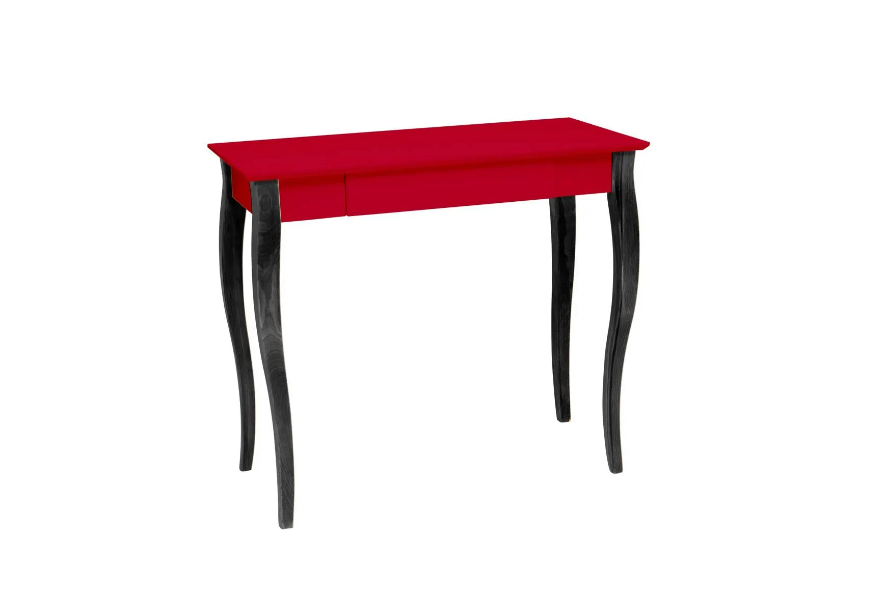 Biurko z szufladą LILLO 85x40 czerwony blat/czarne drewniane nogi