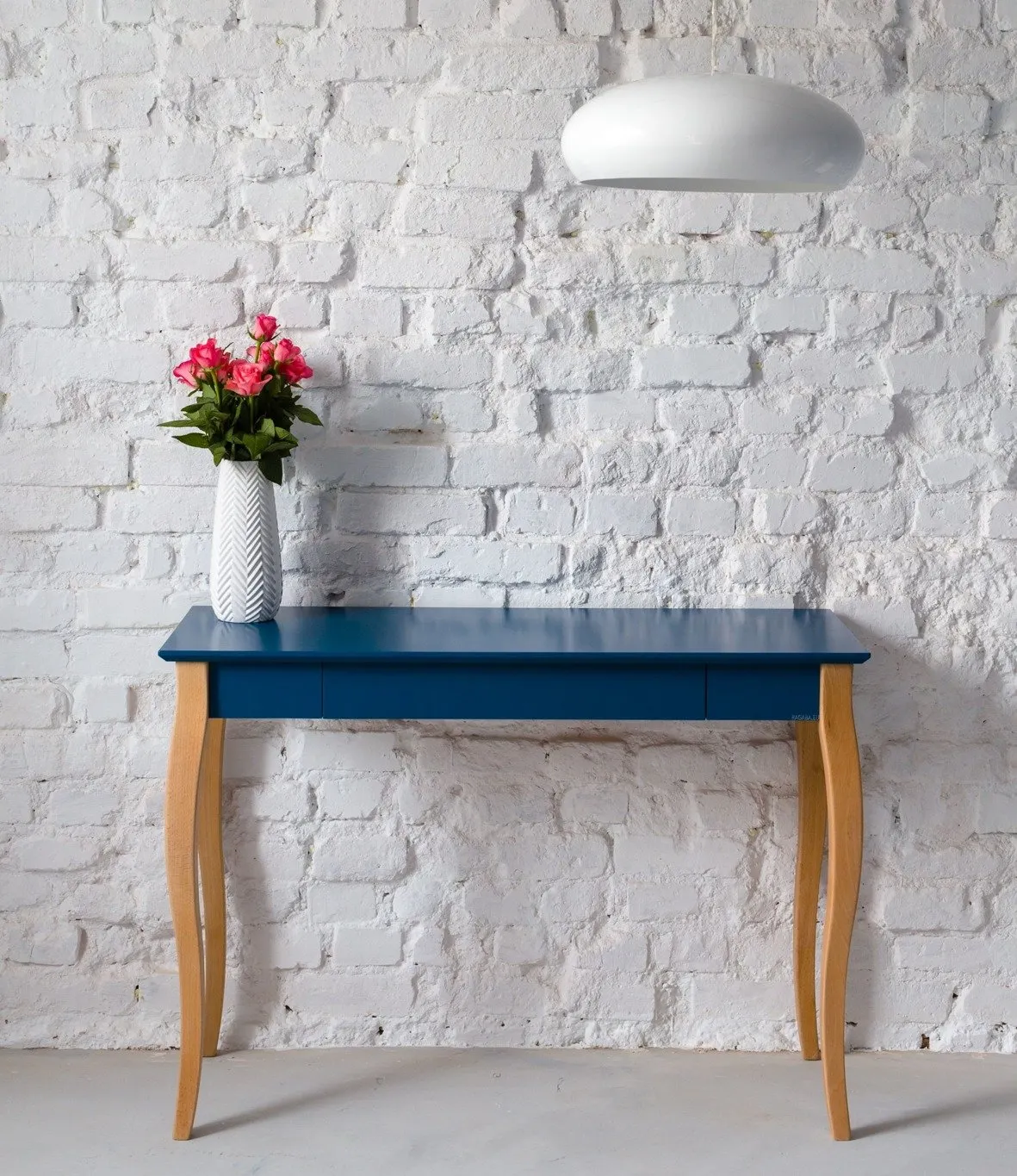 Biurko z szufladą LILLO 65x40 petrol blue blat/drewniane nogi - RAGABAWDLIL114