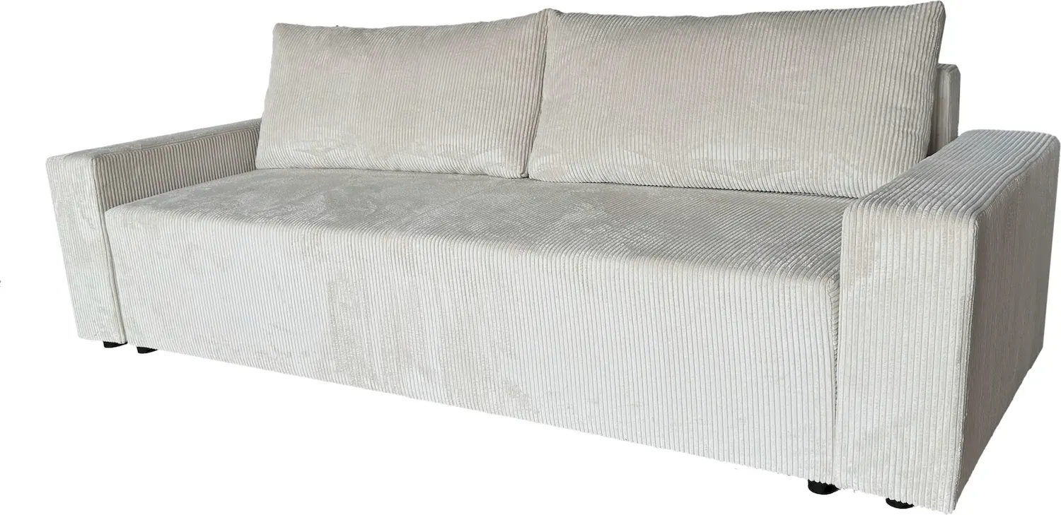 Sofa rozkładana z pojemnikiem MAX ZOOM 200 cm prążek kremowa