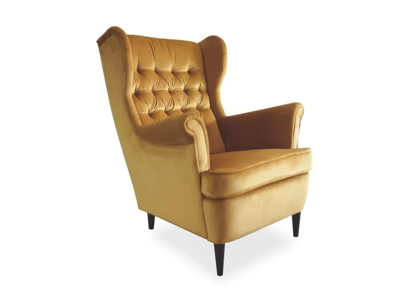 Fotel HARRY VELVET Bluvel 68 curry wenge Signal