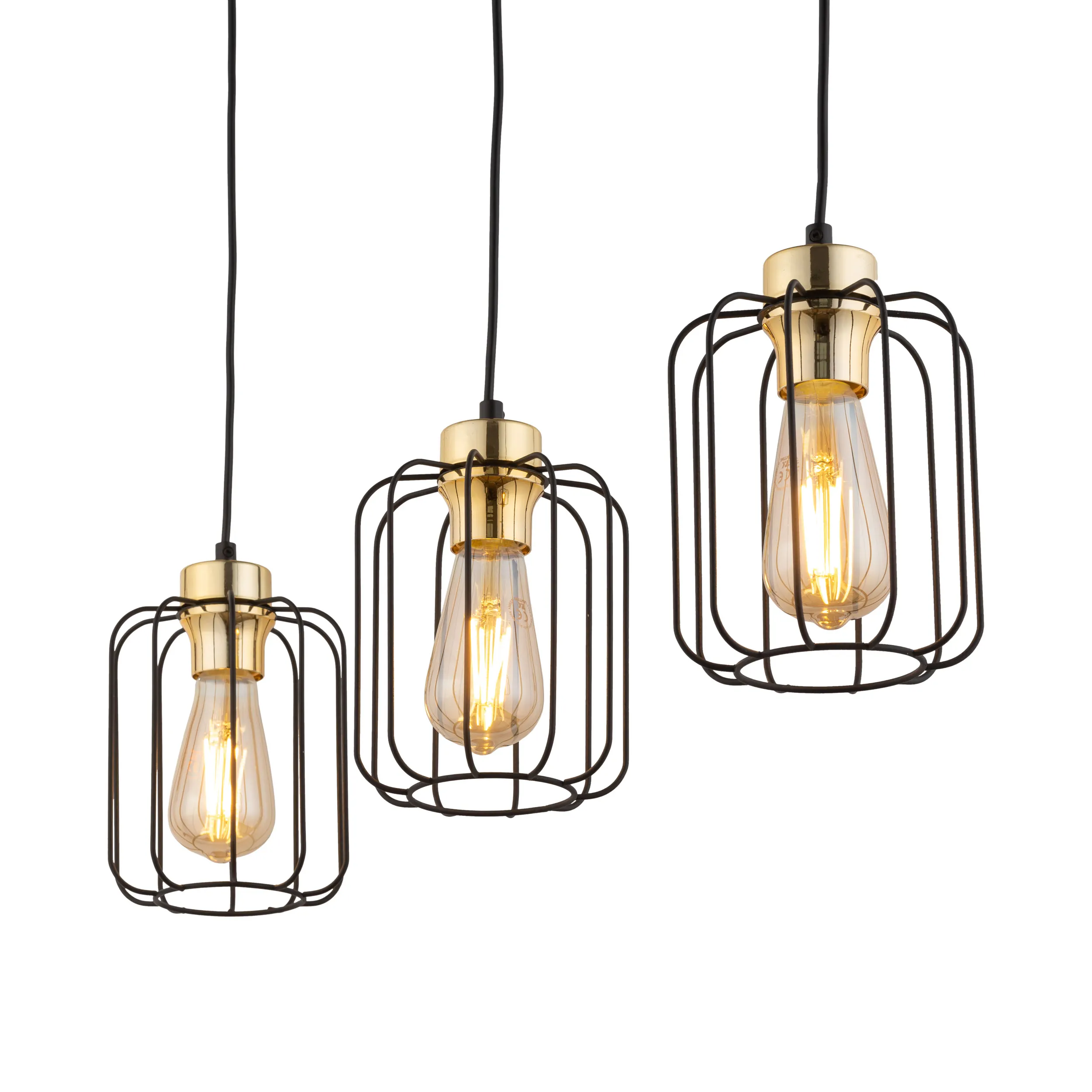 Lampa wisząca GALAXY czarna ze złotymi elementami na listwie metalowej 120x74x15cm - TK_4716