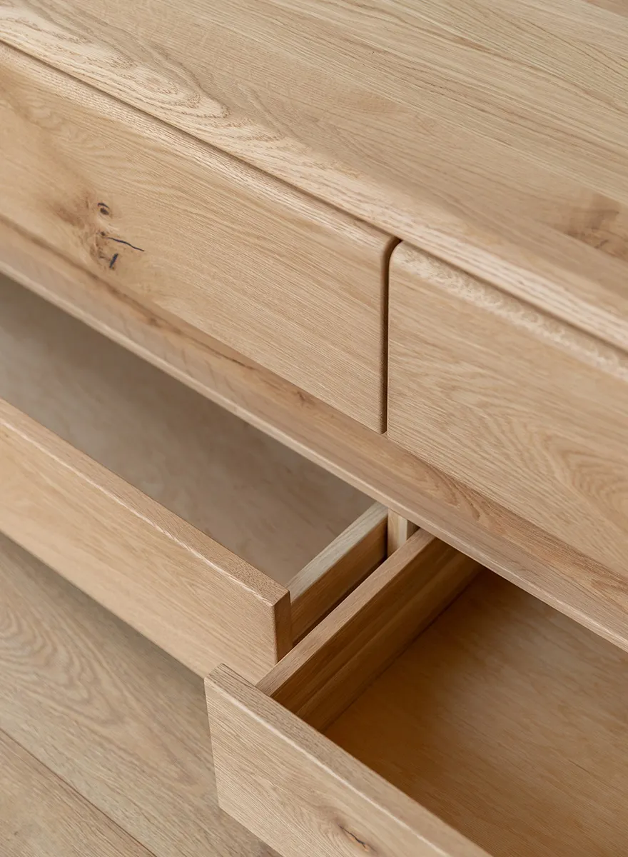 Szafka RTV z szufladami drewniana DIVISIONE listwa led 184 cm dąb olejowany - ZIDIV10