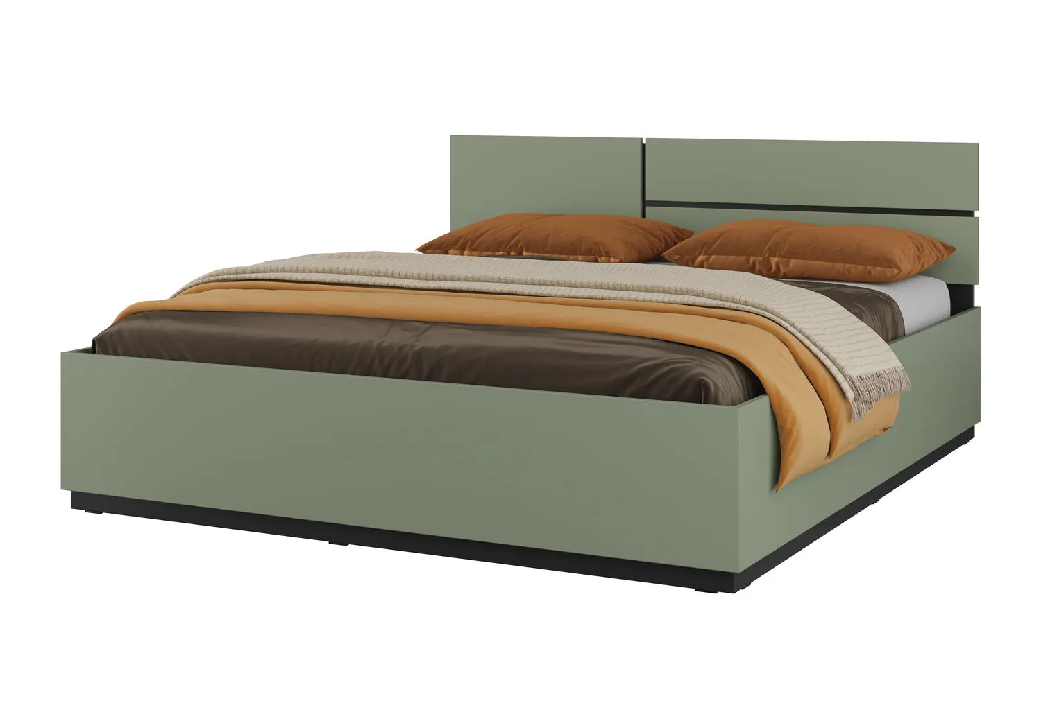 Łóżko z zagłówkiem CROSS S 32 180x200 zielony czarny - 24GWMY32