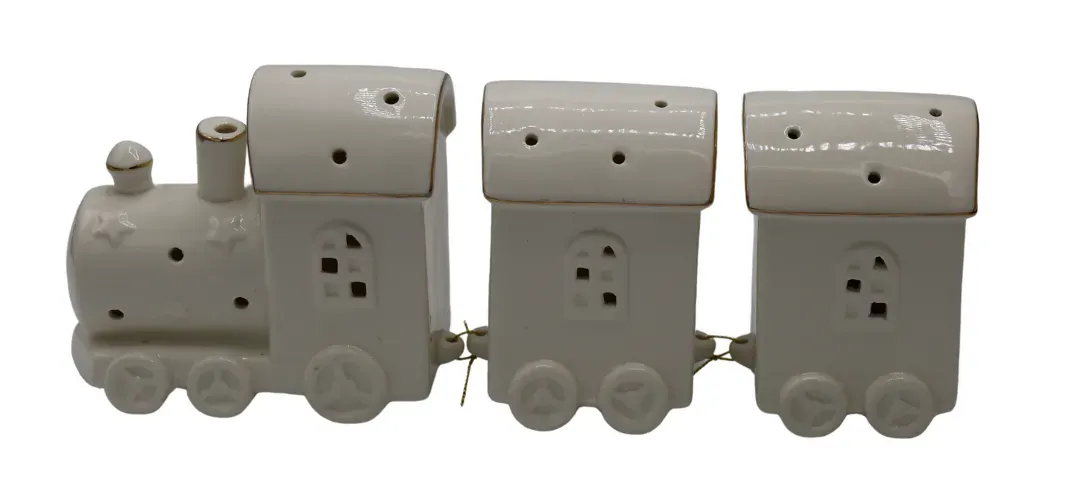 POCIĄG ceramiczny LED biało-złoty