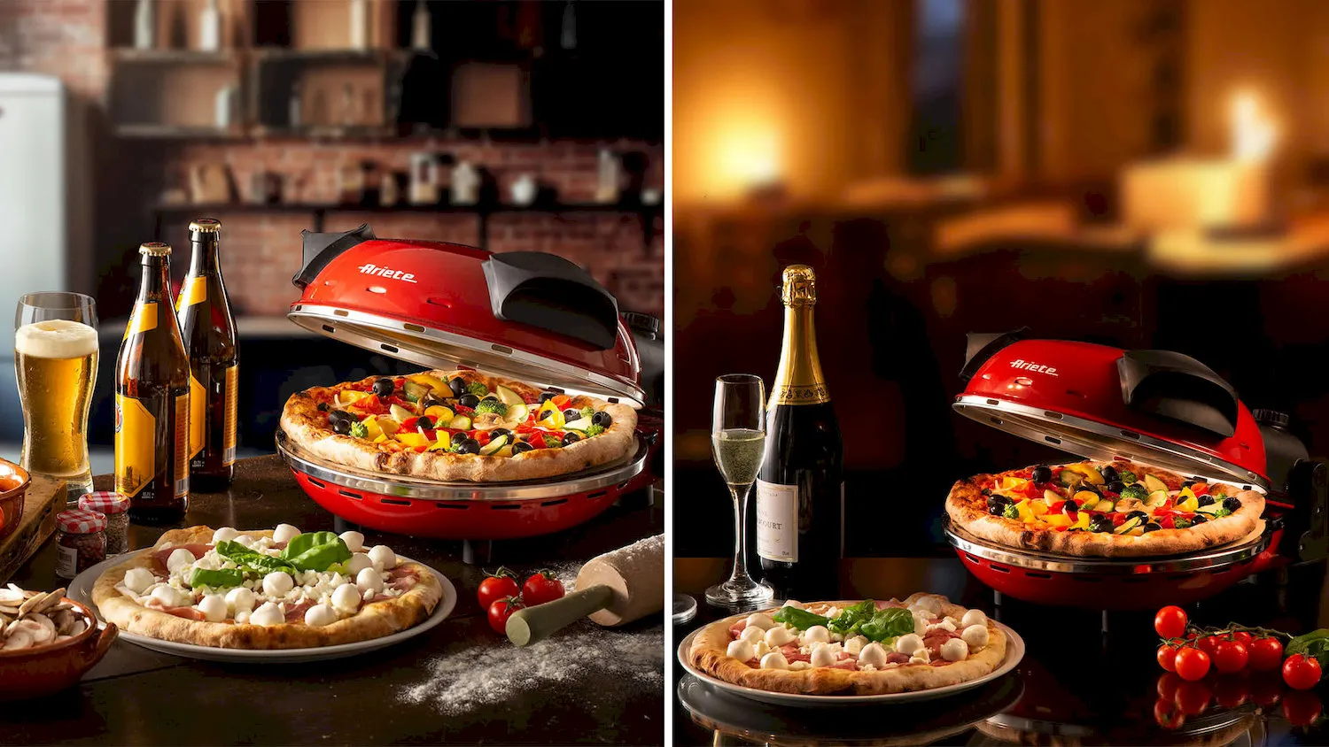 pizza, pizza Stone, grill elektryczny, grill czerwony, scena kuchni