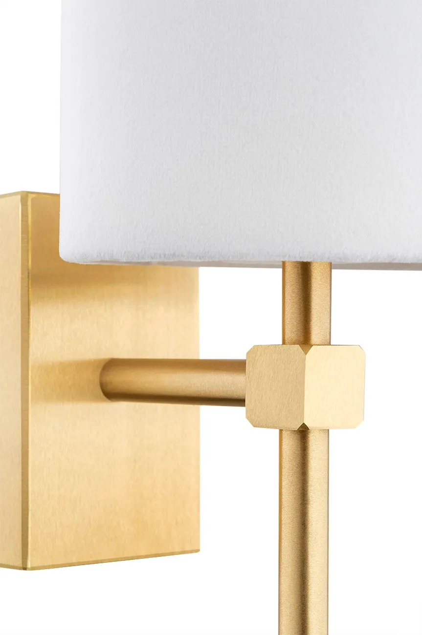 Kinkiet ABRUZZO mosiądz szczotkowany biały abażur - 8034