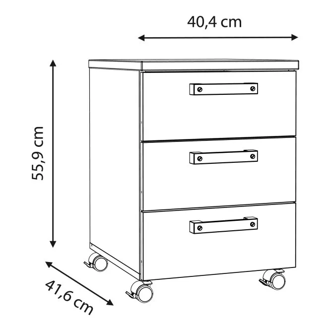 Kontener na kółkach CLIF z 3 szufladami - old wood vintage, beton - CLFC111-C546