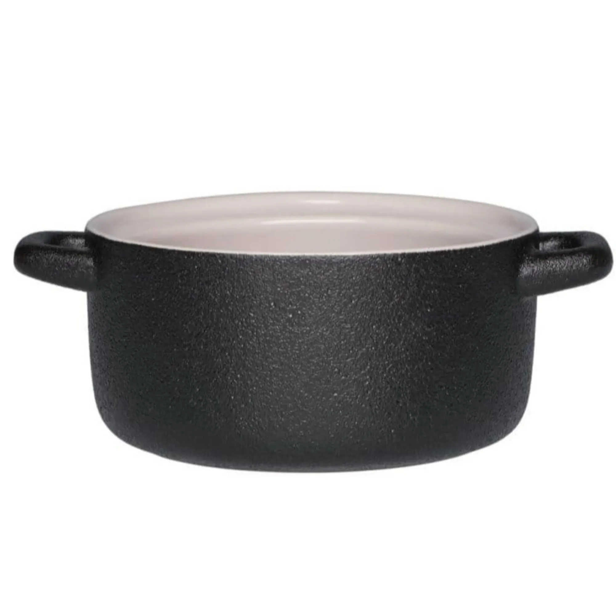 image blaszany rondek, garnek, czarny, dno nieprzezroczyste, dwustronne uchwyty