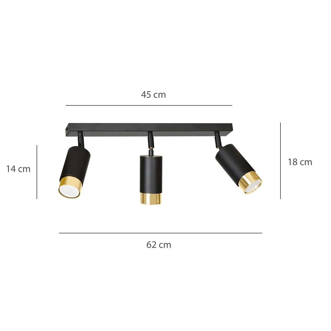 Lampa sufitowa HIRO 3 czarny złoty — zdjęcie 8