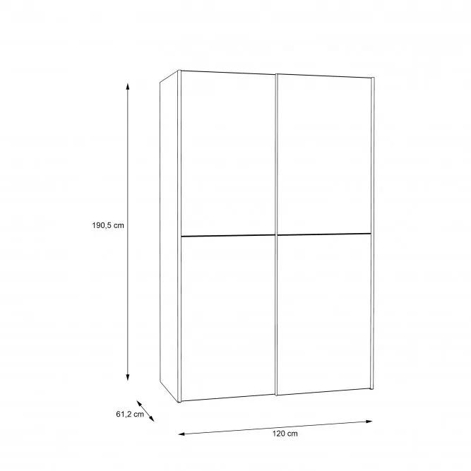 Szafa 2-drzwiowa OZZULA drążek i półki drzwi przesuwne 120cm biała - OZLS722X10-120
