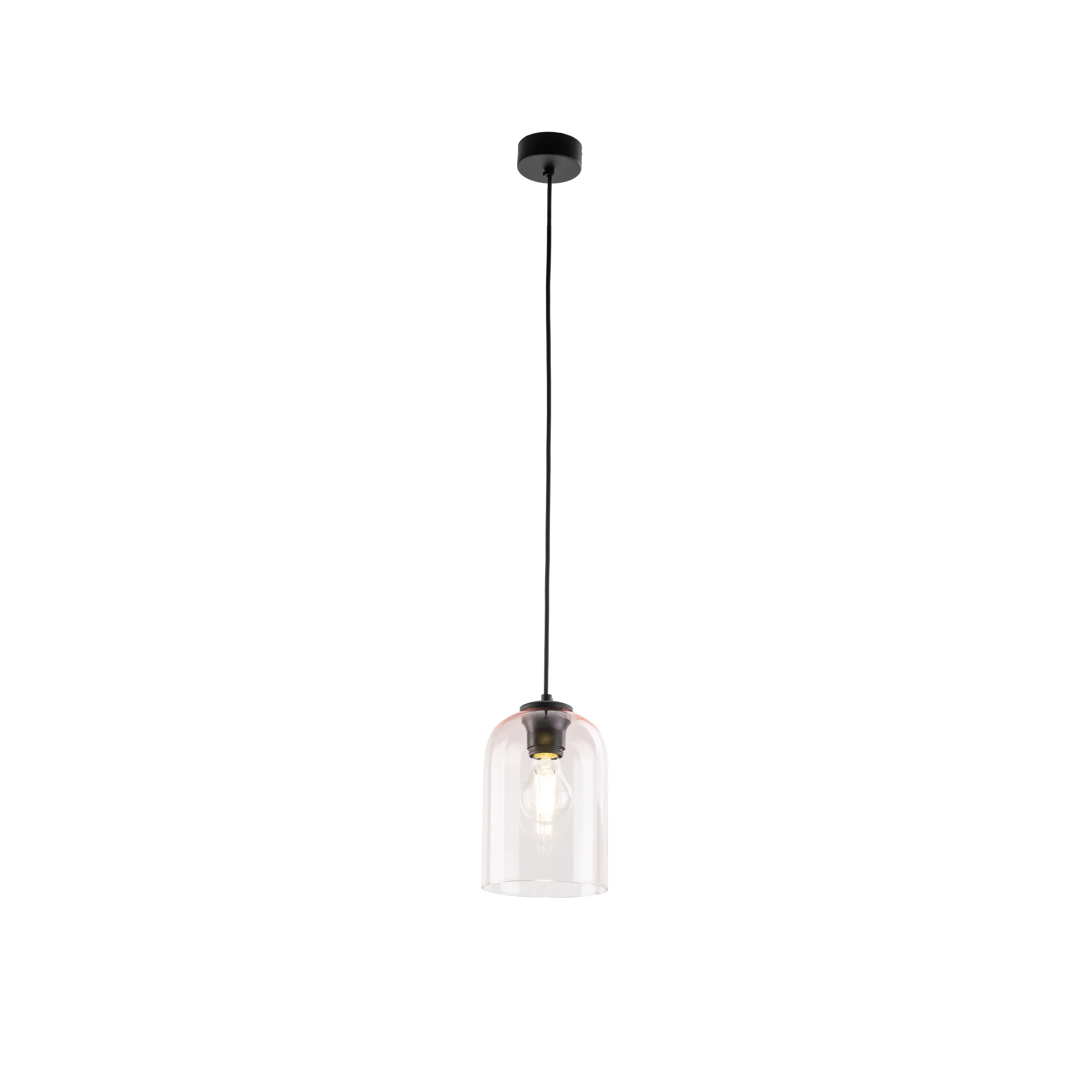 Lampa wisząca MOLLY czarna z różowym transparentnym szklanym kloszem 160x14cm - TK_10296