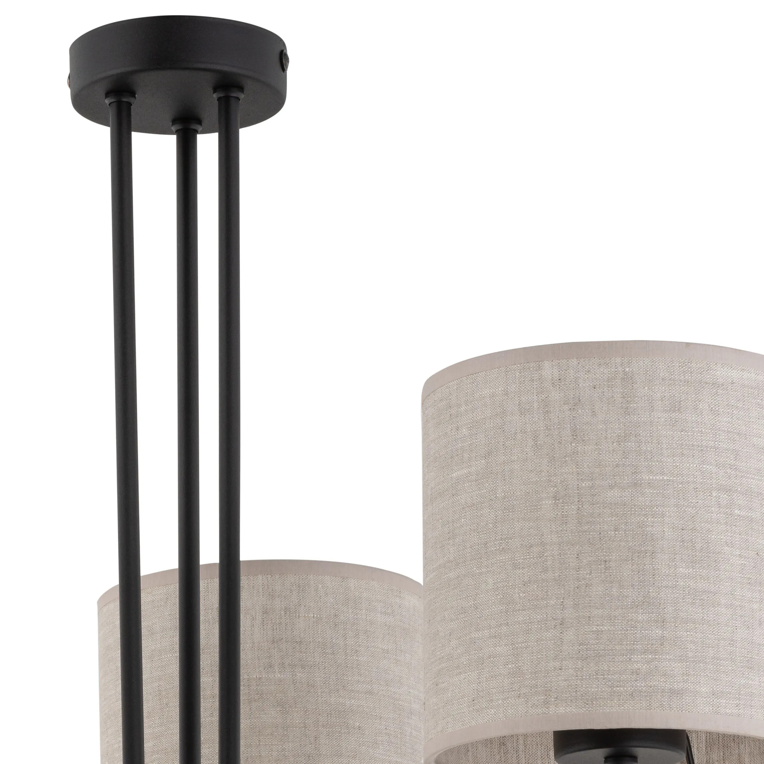 Lampa sufitowa TORENS czarna z brązowymi kloszami z tkaniny 57x49cm - TK_4631