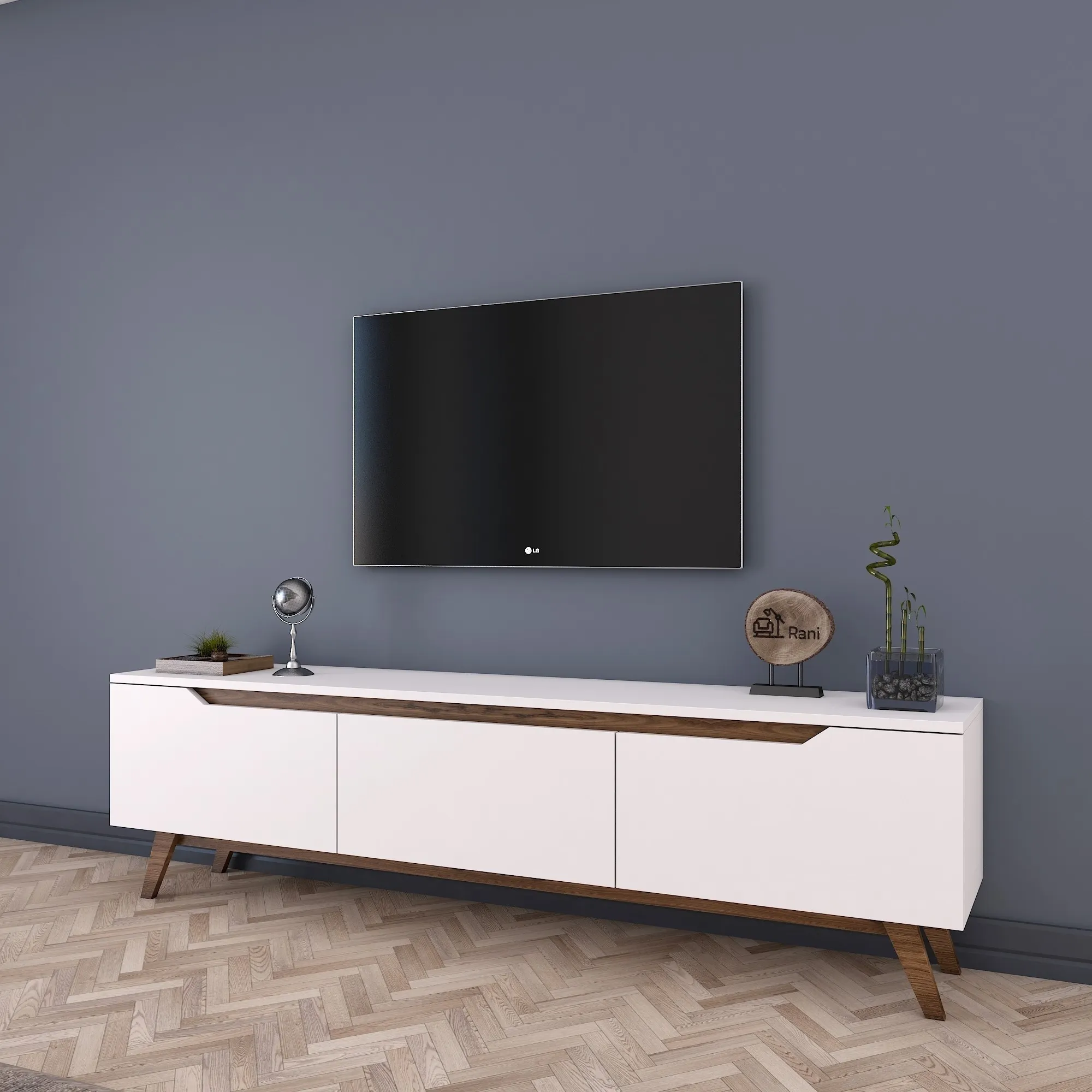 Szafka RTV 3-drzwiowa D1 180 cm biały orzech