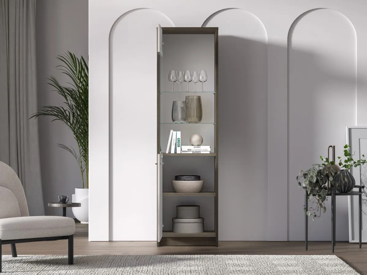 Witryna 1-drzwiowa szklana AVANTE 55x195 kaszmir dąb Windmill - 1AVAN02-001