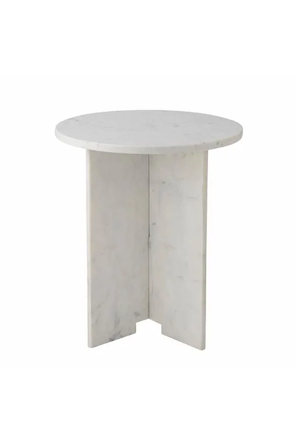 Stolik pomocniczy marmurowy JASMINA 46 cm biały - ND_82057280