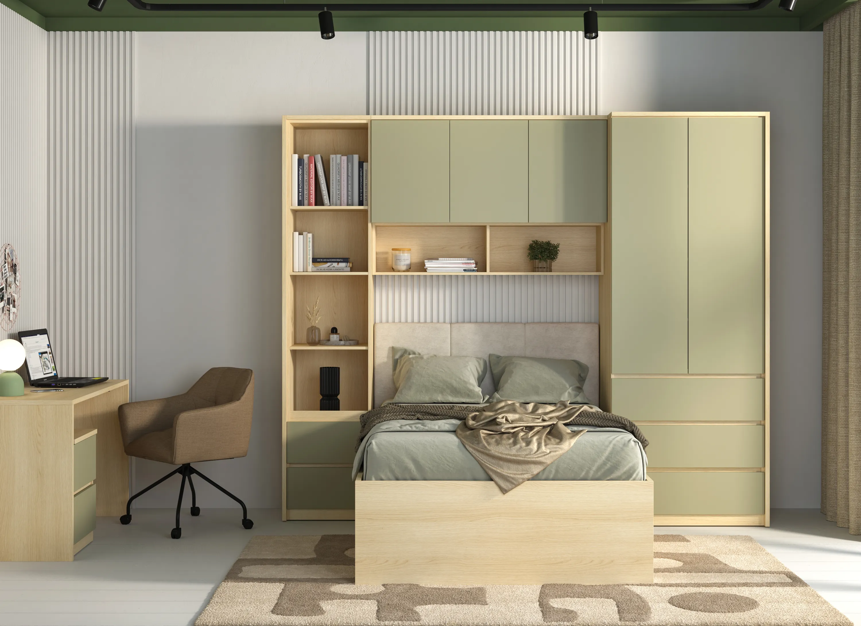 image rama, szafa, biurko, stołek, pościel