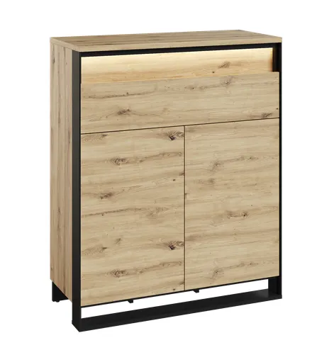 Komoda LED Quant QG-02 92cm dąb artisan/czarna