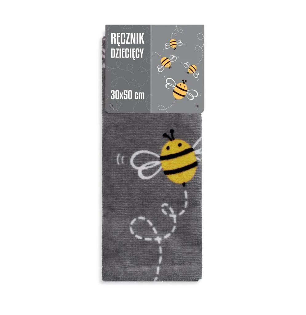 Ręcznik dla dziecka KIDS 001 30x50 druk szary żółty - FARO_31462