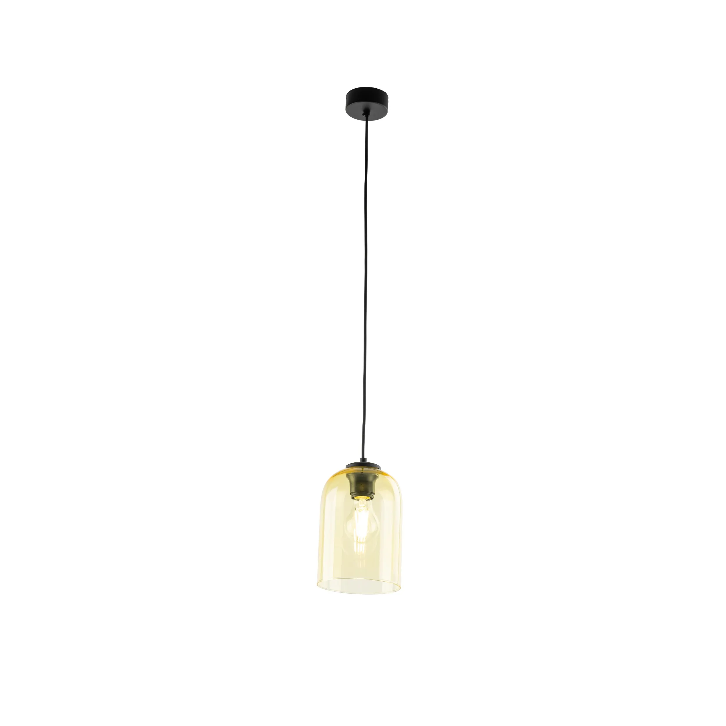 Lampa wisząca MOLLY czarna z żółtym kloszem 160x14cm - TK_10297
