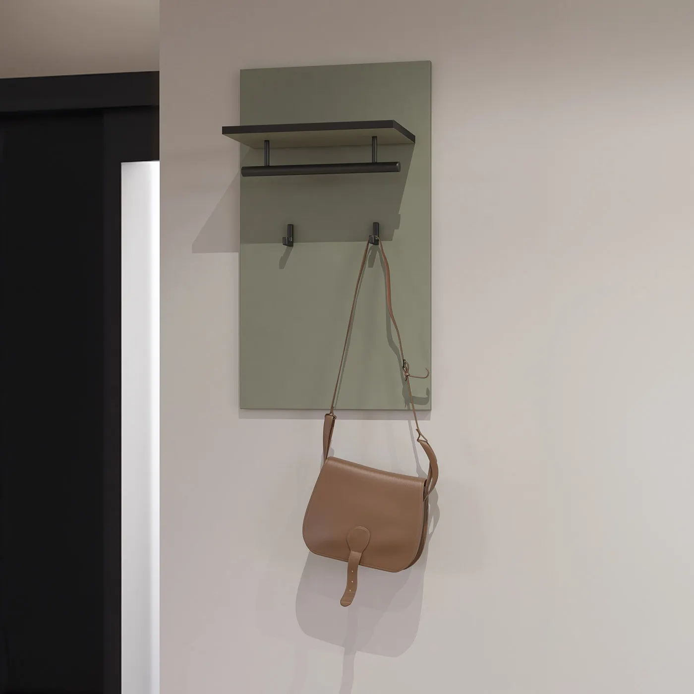 Panel z haczykami, półką i drążkiem CROSS 40x70 zielony - 24GWMY03