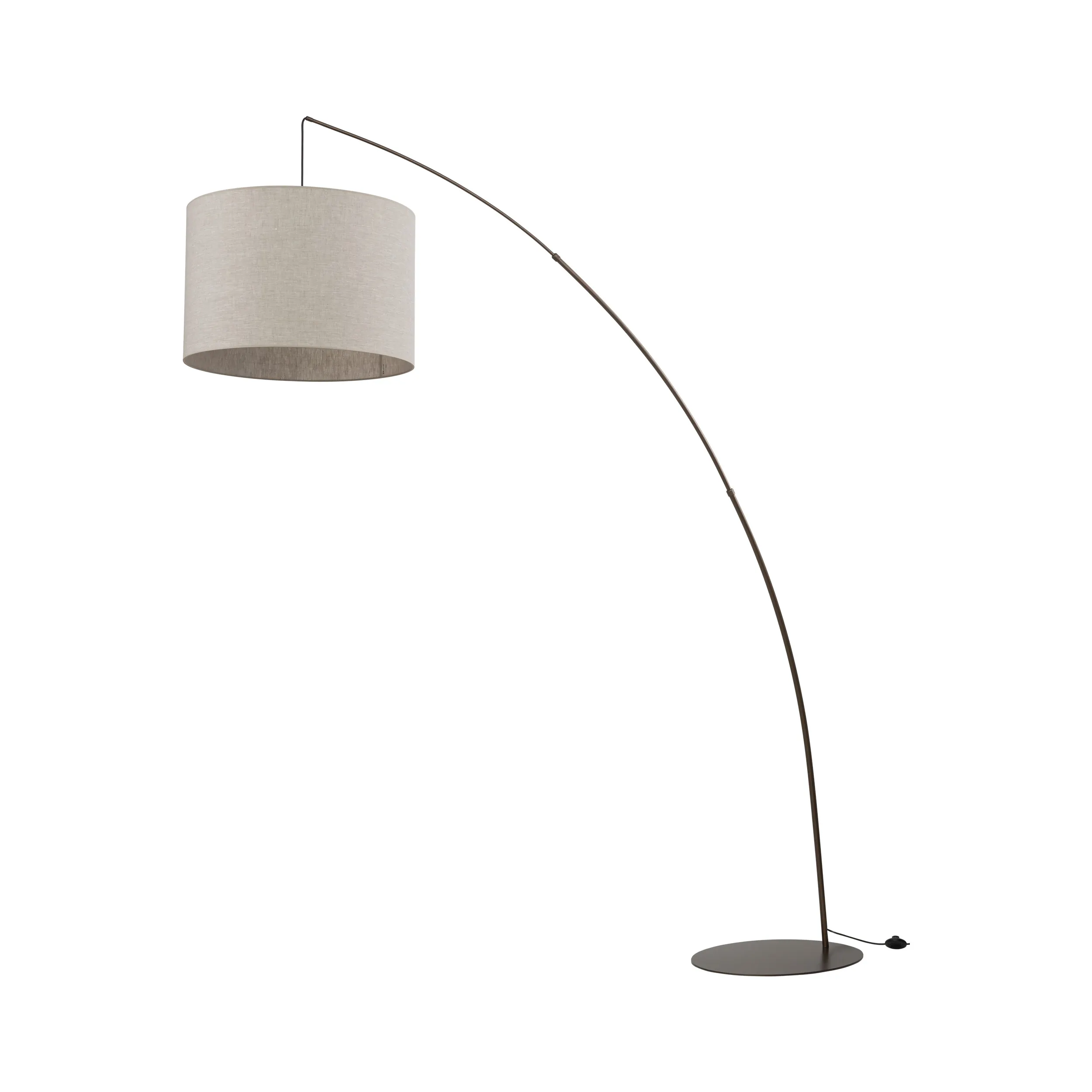 Lampa podłogowa MOBY brązowa z kloszem okrągłym z tkaniny 245x190x60cm