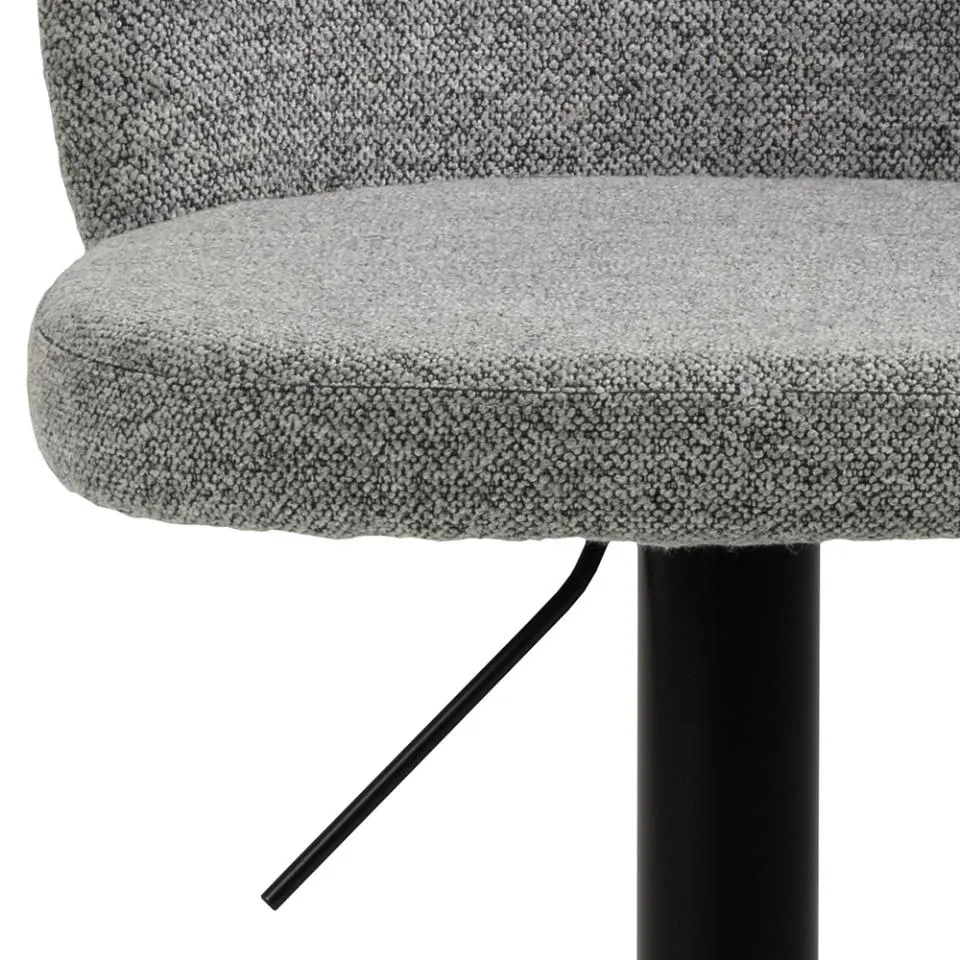 fotel biurowy, tkanina boucle, kolor szary, stelaż czarny, podstawa metalowa