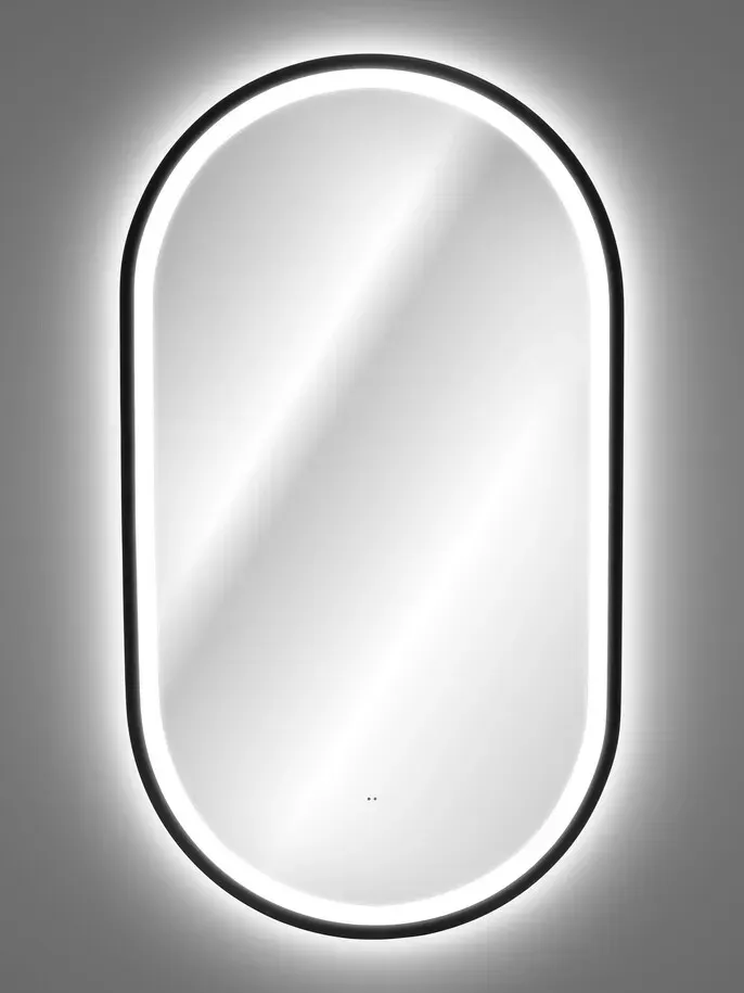 Lustro APOLLO z oświetleniem LED 90x50cm w czarnej ramie - LUSTRO_APOLLO_BLACK