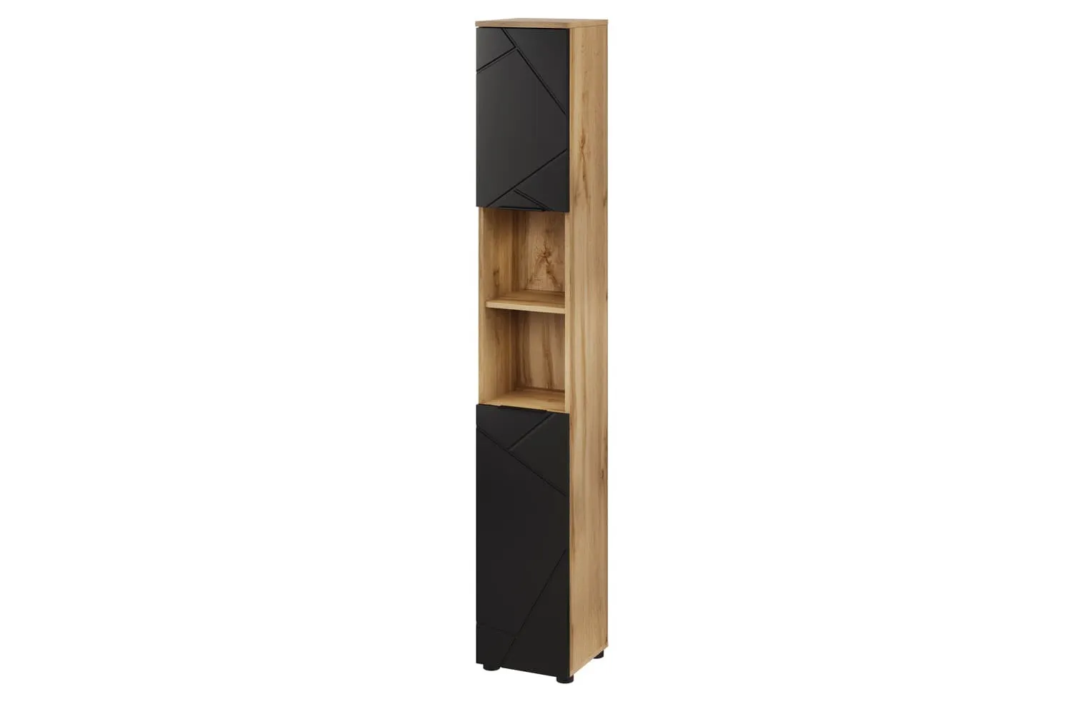 Szafka łazienkowa wysoka MAZI L/P 192x30 dąb Wotan/czarny mat
