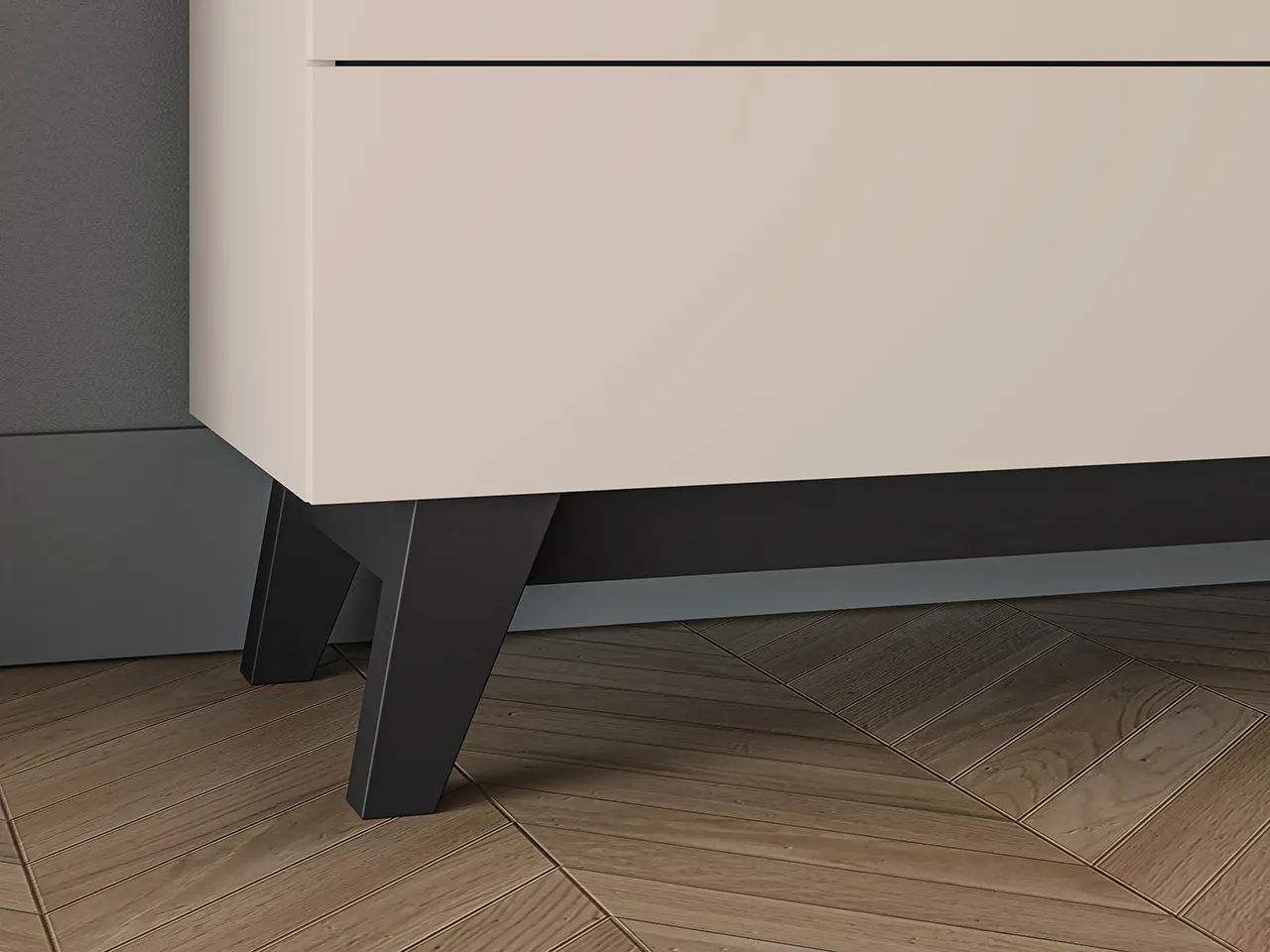 Komoda z półkami i szufladami FRESHION 120 cm beżowo-czarna - 1FRES04-001