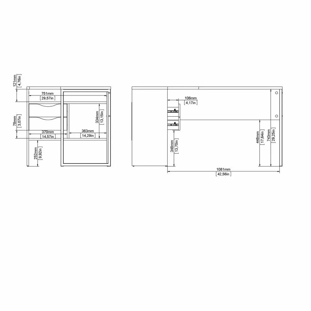 Narożne biurko z 2 szufladami FUNCTION PLUS 145cm biały/dąb - TV_8011849AK