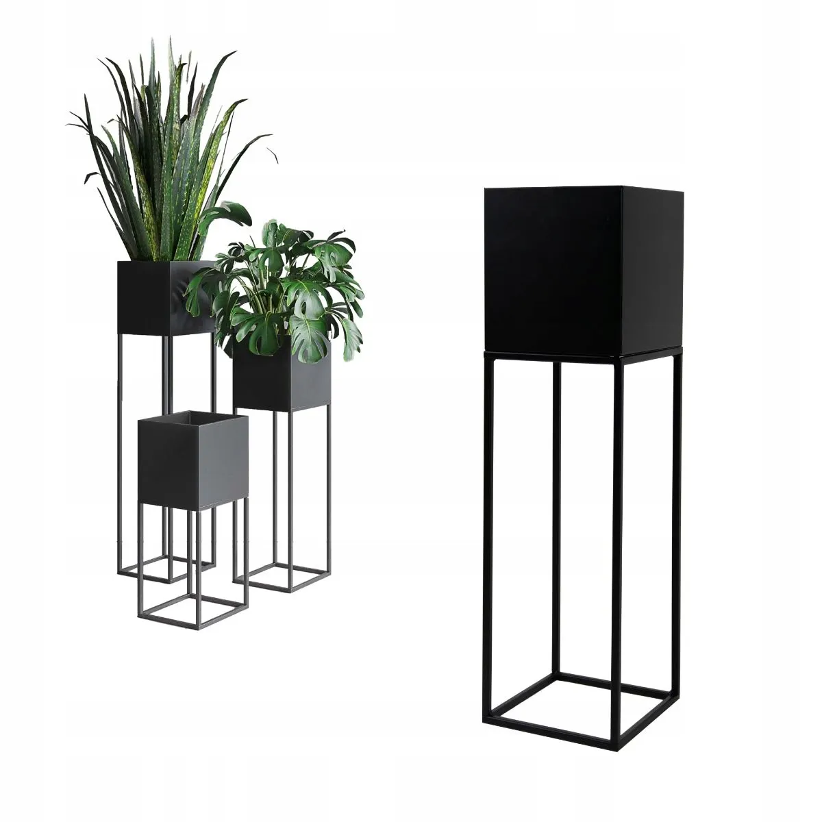 DONICZKA-osłonka na donice metalowa LORIENT M czarna Słoik, plantator, Roślina doniczkowa, Ceramika, Wazon