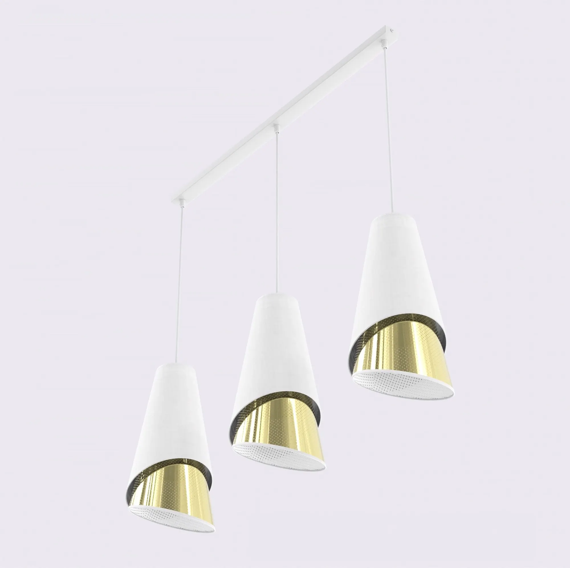 Lampa wisząca z perforowanym kloszem MODA 3 złoty biały - 1618/3