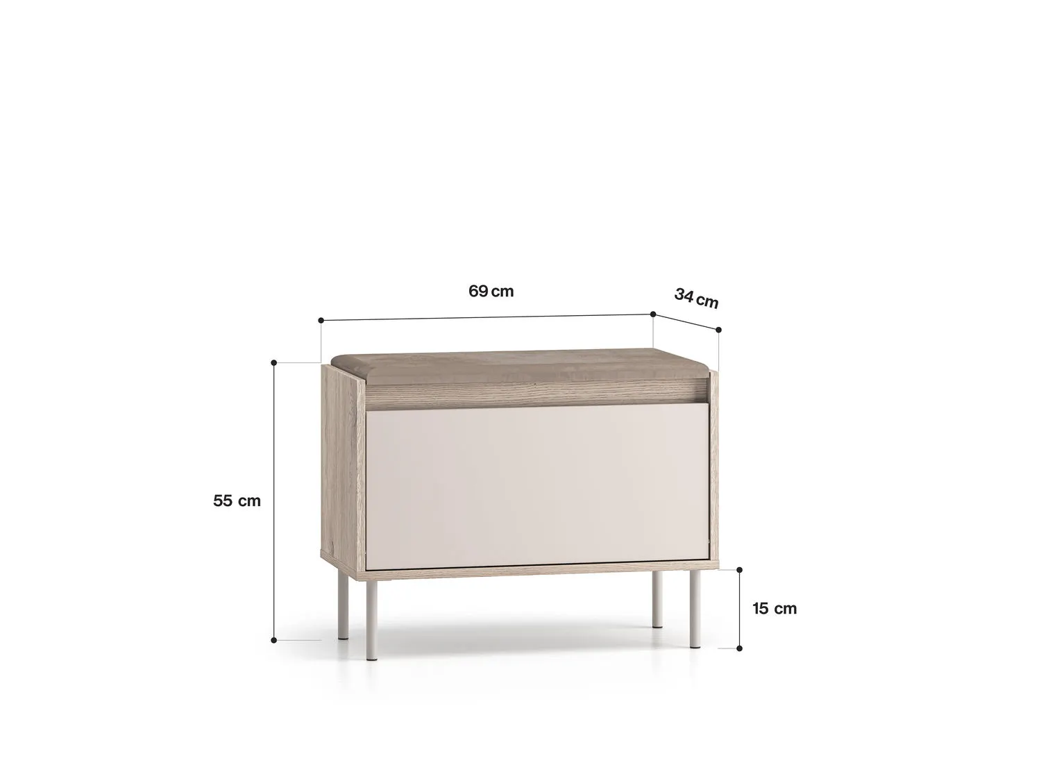 Szafka na buty z siedziskiem i schowkiem VOCO 70x55 dąb cremona/kaszmir — zdjęcie 10