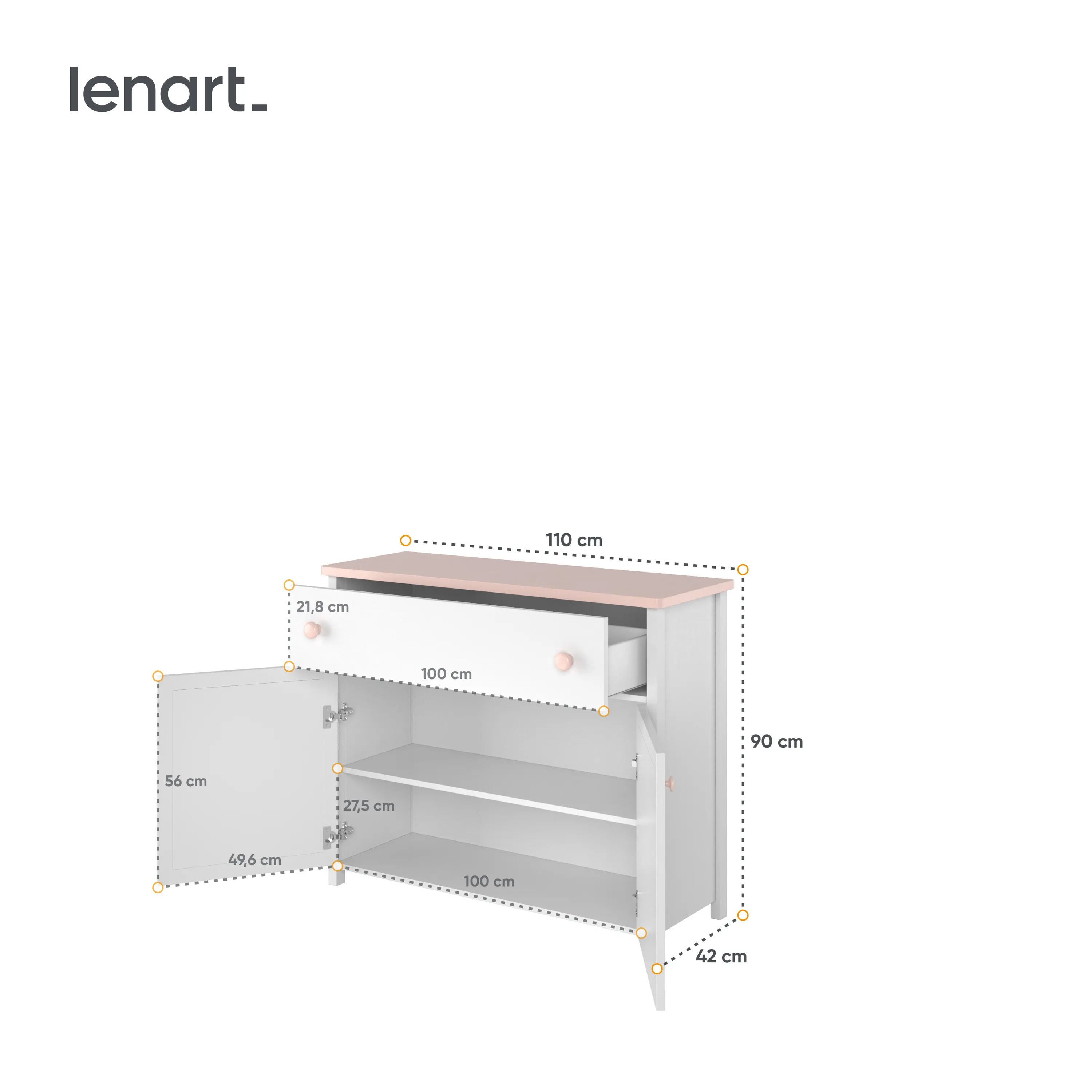 Komoda LUNA LN-05 biało-różowa - LN5BR