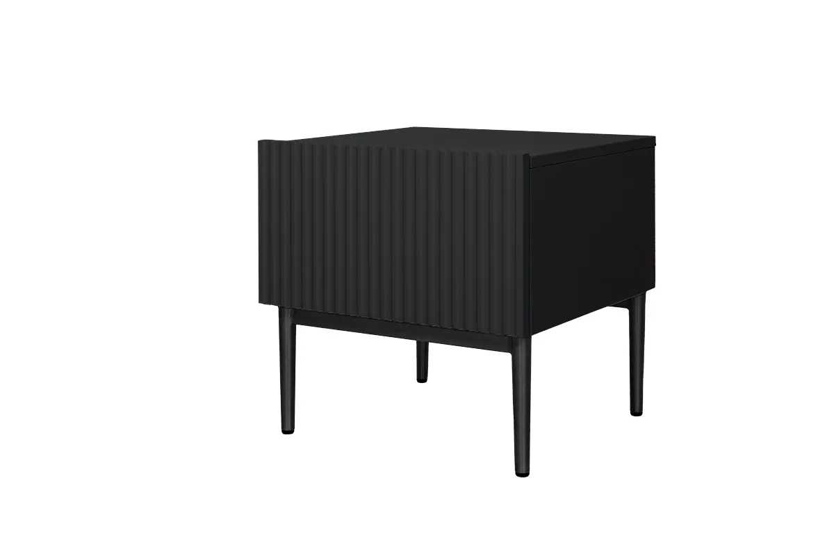 Szafka nocna z szufladą ( zestaw 2 szt. ) NICOLE 46 1SZ - czarny mat, czarny stelaż - B_52955