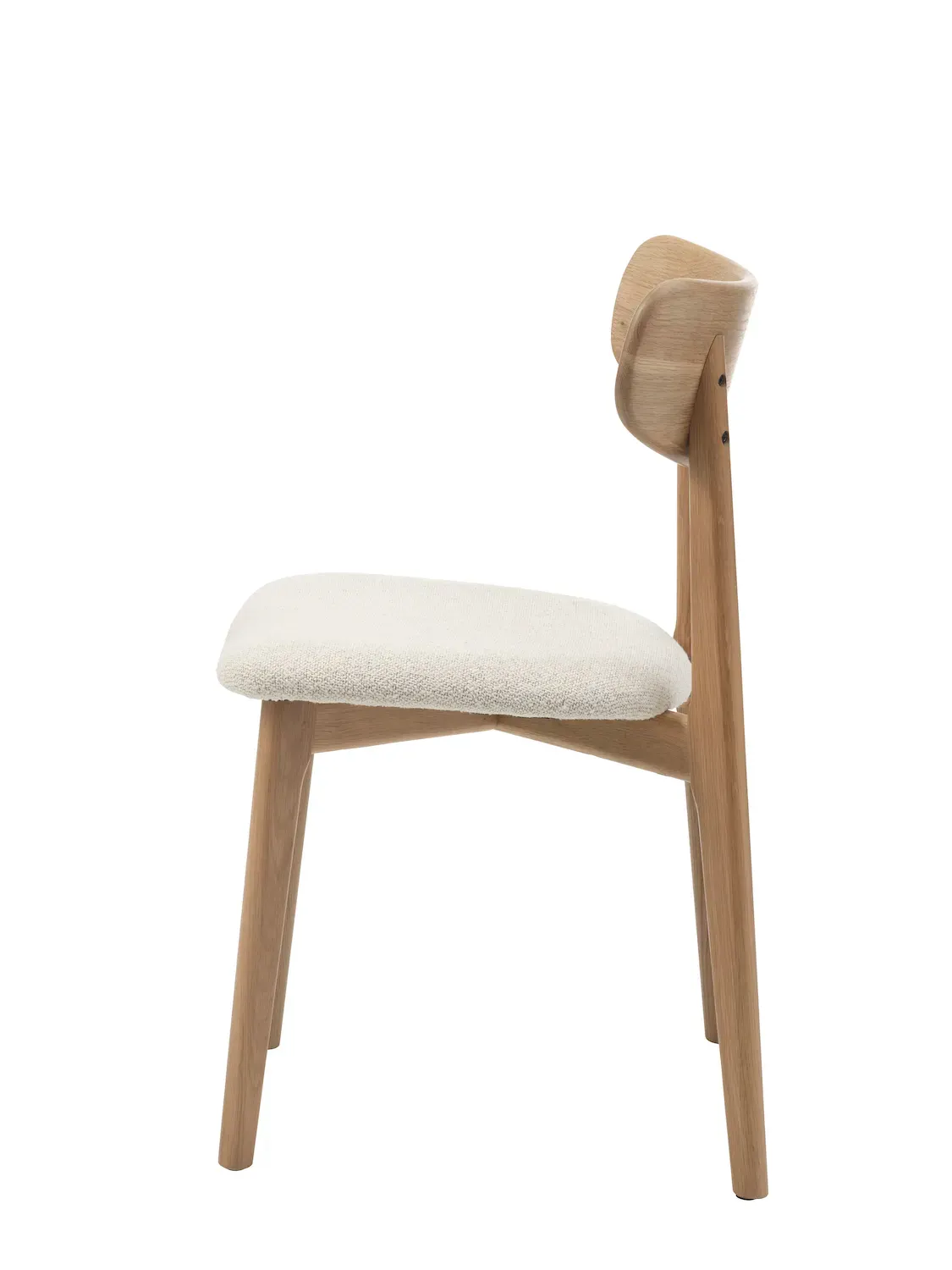 Krzesło drewniane ELIM z tapicerowanym siedziskiem - złamana biel, naturalny - UN_49530002