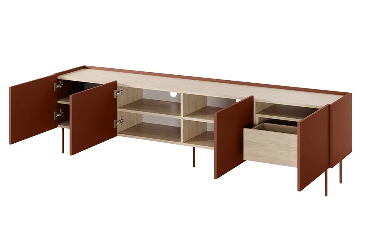 Szafka RTV DESIN 220 z szufladą - czerwony ceglany - dąb nagano - B_149130