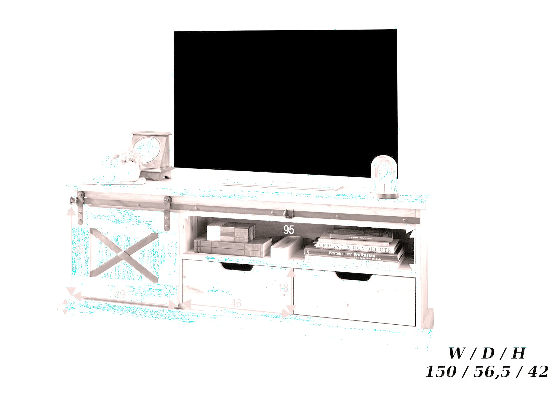Szafka rtv dębowa TIDY 150 cm z szufladami, dąb olejowany - GK_1034240701