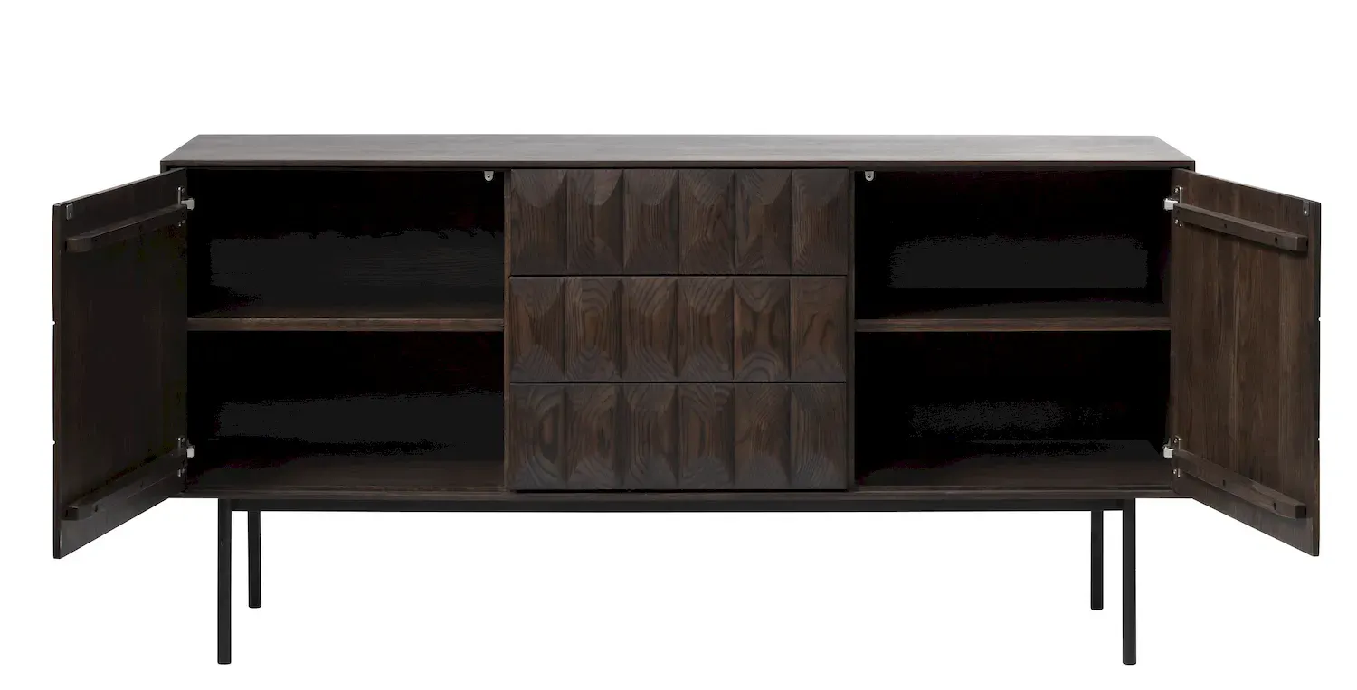 Komoda 2-drzwiowa z 3 szufladami LATINA - ciemny efekt drewna - UN_42073186