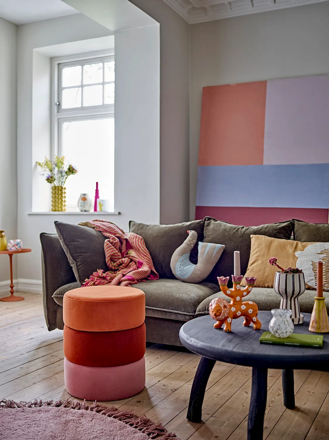 sofa, living room, cushion, poaf, decor