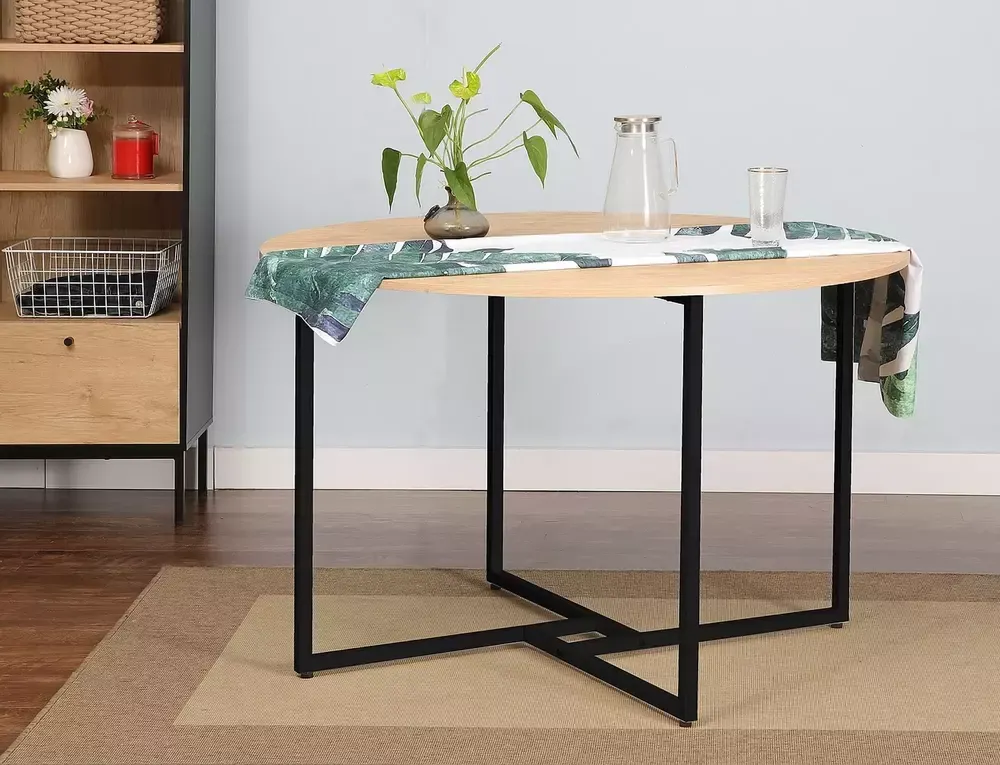 Stół okrągły ALTO Dąb Artisan/Czarny 120X120 Signal - ALTODC